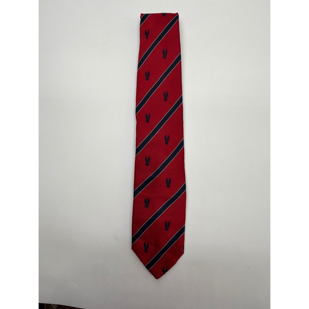 Prince Consort Golden Clasp Mens Red Navy Striped Eagle Necktie Made in USA